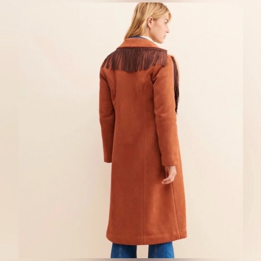 Anthro Hutch Fringe Warm Cozy Coat XS - Picture 3 of 5